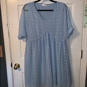 Blue Polka Dot Babydoll Dress